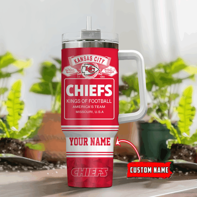 Kansas City Chiefs Personalized NFL Bud Light 40oz Stanley Tumbler Gift for Fans