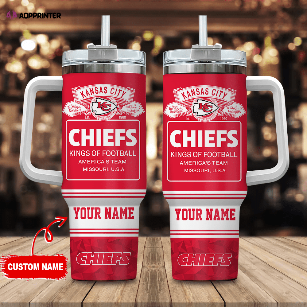 Kansas City Chiefs Personalized NFL Bud Light 40oz Stanley Tumbler Gift for Fans Kansas City Chiefs Personalized NFL Bud Light 40oz Stanley Tumbler Gift for Fans