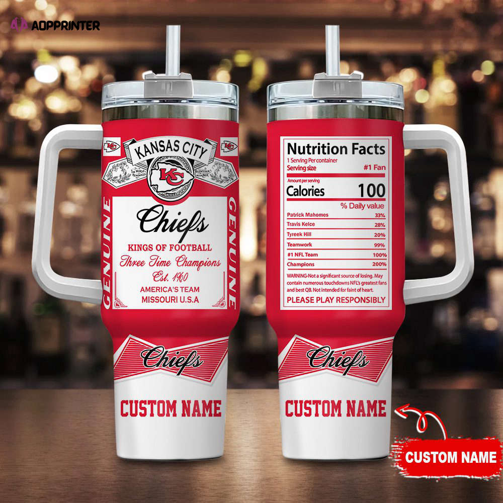 Kansas City Chiefs Personalized NFL Nutrition Facts 40oz Stanley Tumbler Gift for Fans Kansas City Chiefs Personalized NFL Nutrition Facts 40oz Stanley Tumbler Gift for Fans