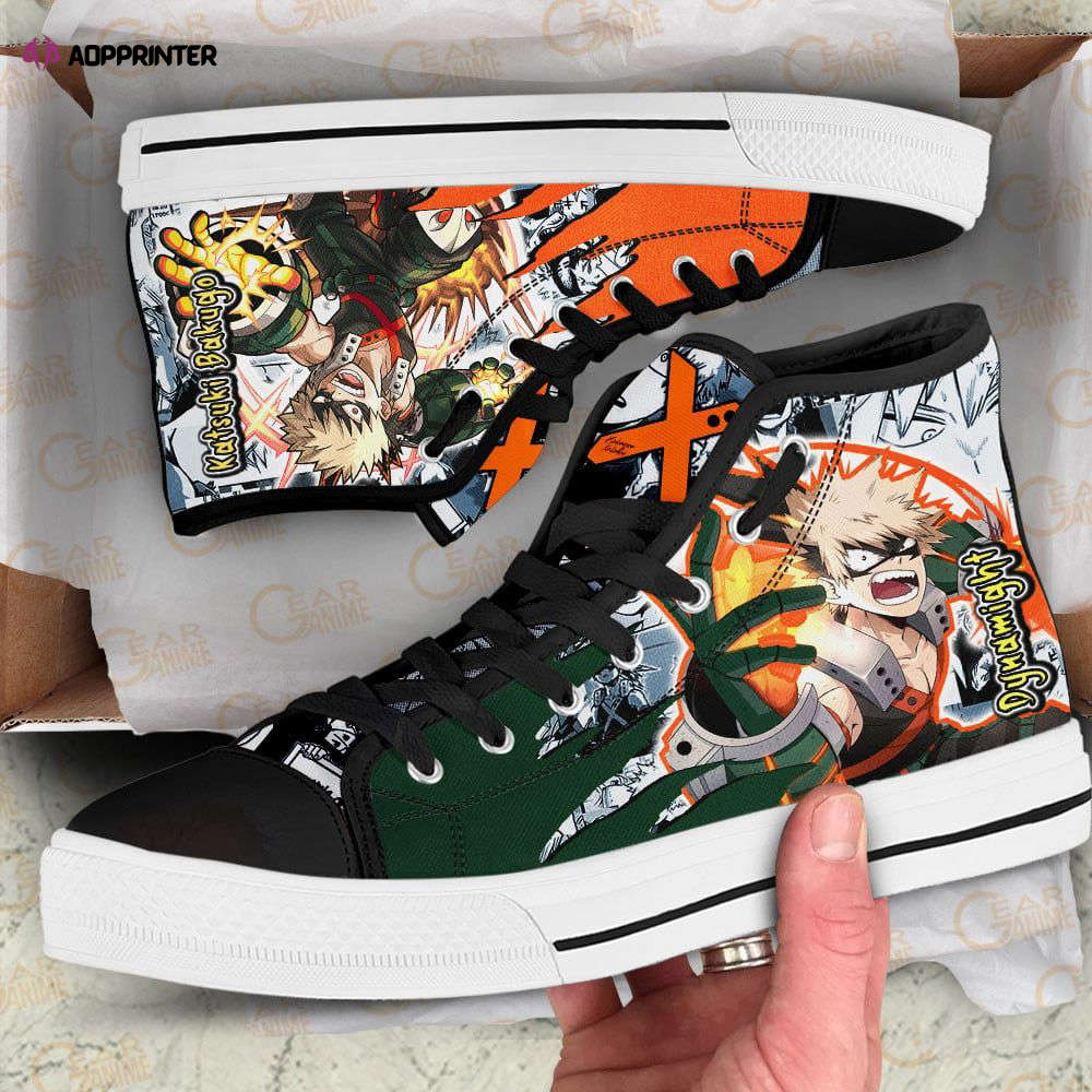Katsuki Bakugo High Top Shoes Custom My Hero Academia Anime For Fans Katsuki Bakugo High Top Shoes Custom My Hero Academia Anime For Fans