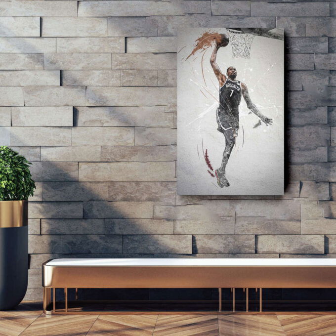 Kevin Durant Poster Dunk Brooklyn Nets NBA Framed Wall Art Home Decor Canvas Print Artwork