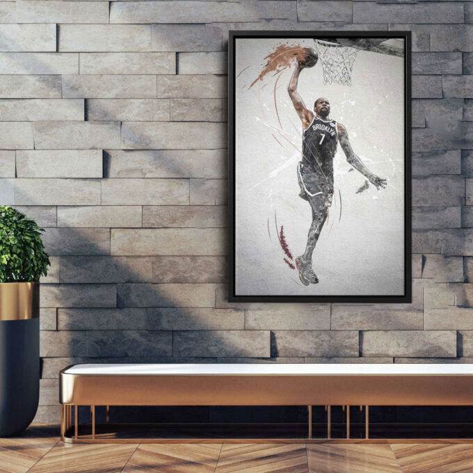 Kevin Durant Poster Dunk Brooklyn Nets NBA Framed Wall Art Home Decor Canvas Print Artwork