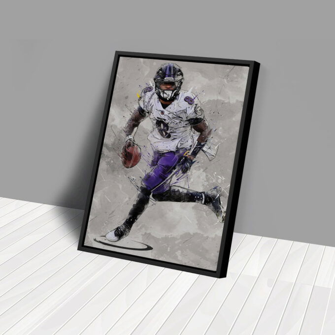 Lamar Jackson Poster Baltimore Ravens NFL Canvas Wall Art Home Decor Framed Poster Man Cave Gift
