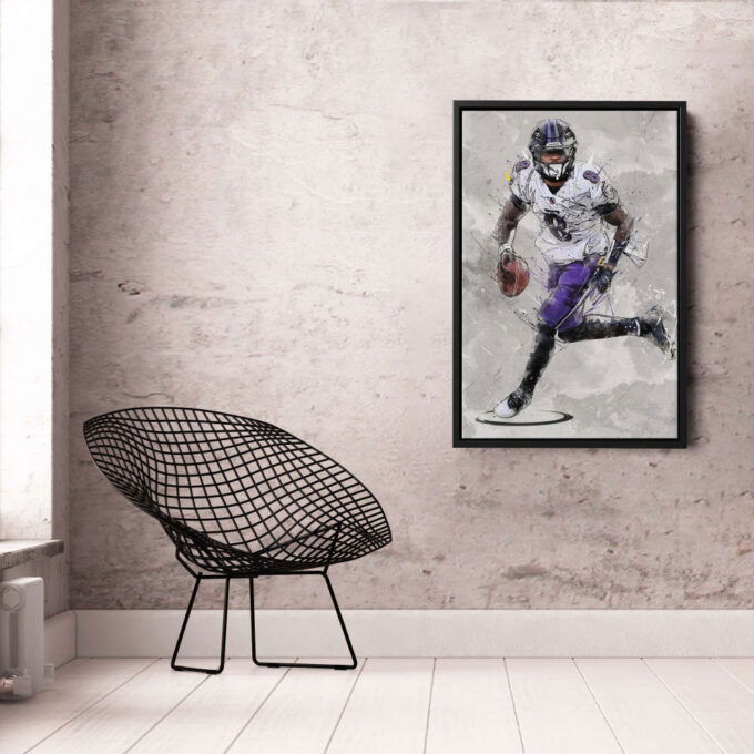 Lamar Jackson Poster Baltimore Ravens NFL Canvas Wall Art Home Decor Framed Poster Man Cave Gift