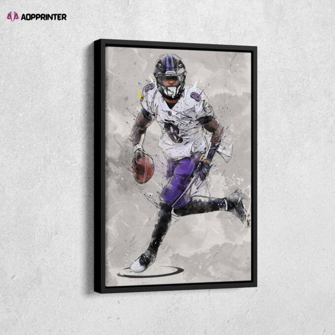 Lamar Jackson Poster Baltimore Ravens NFL Canvas Wall Art Home Decor Framed Poster Man Cave Gift