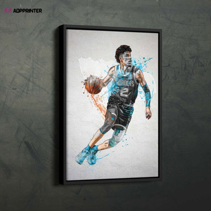 LaMelo Ball Poster Charlotte Hornets NBA Framed Wall Art Home Decor Canvas Print Artwork