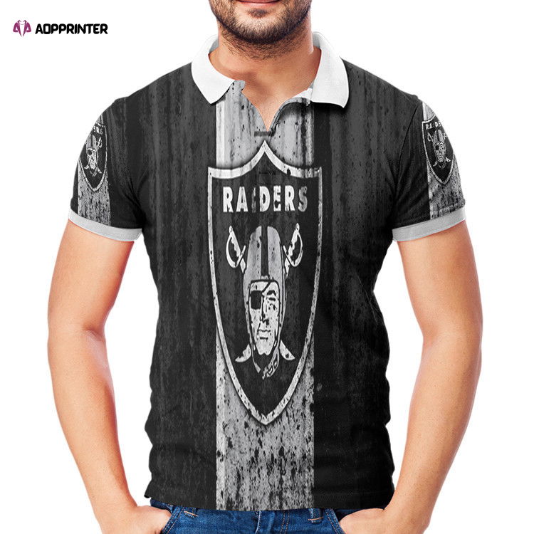 Las Vegas Raiders Logo Art Grunge 3D Gift for Fans Polo Shirt Las Vegas Raiders Logo Art Grunge 3D Gift for Fans Polo Shirt