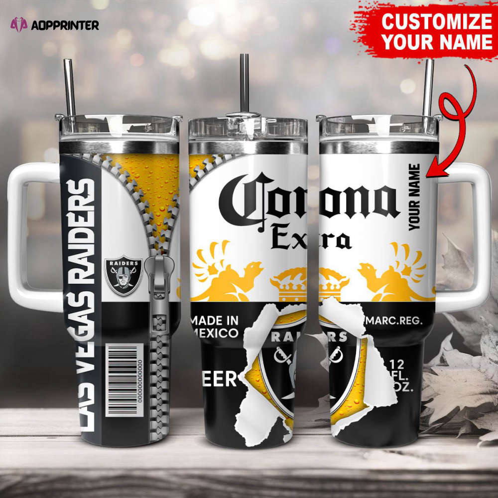 Las Vegas Raiders NFL Corona Extra Personalized Stanley Tumbler 40Oz Gift for Fans Las Vegas Raiders NFL Corona Extra Personalized Stanley Tumbler 40Oz Gift for Fans