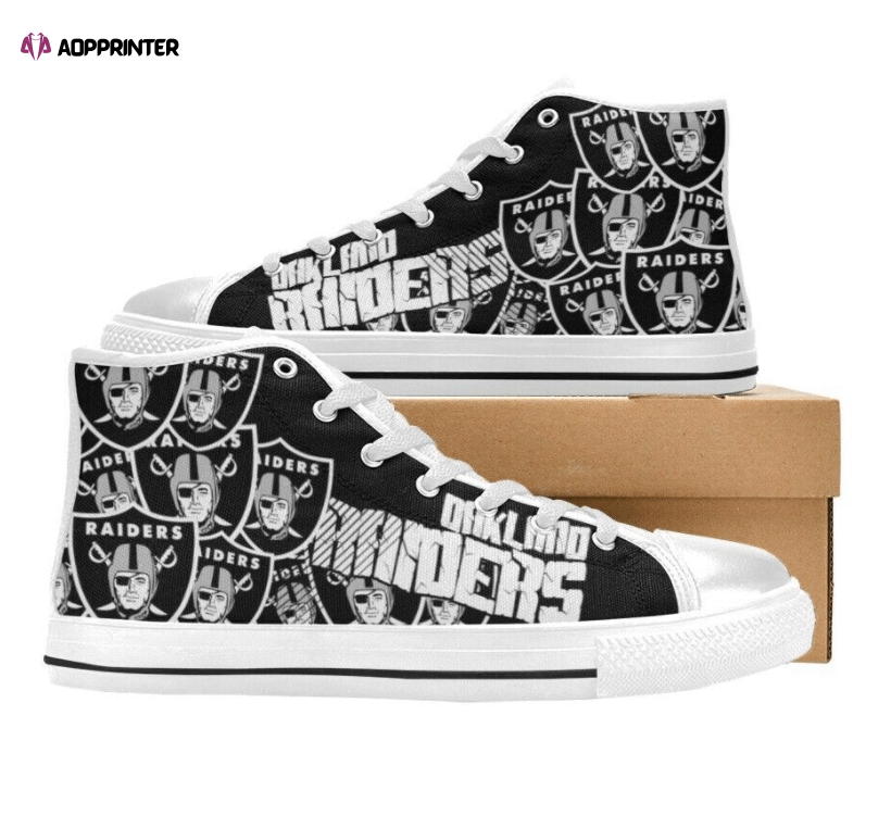 Las Vegas Raiders NFL Custom Canvas High Top Shoes Las Vegas Raiders NFL Custom Canvas High Top Shoes
