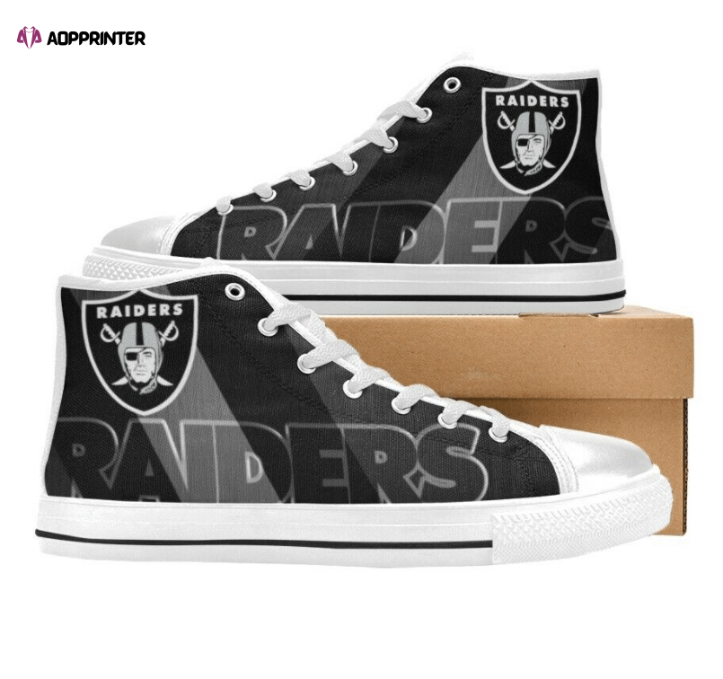 Las Vegas Raiders NFL Custom Canvas High Top Shoes Las Vegas Raiders NFL Custom Canvas High Top Shoes