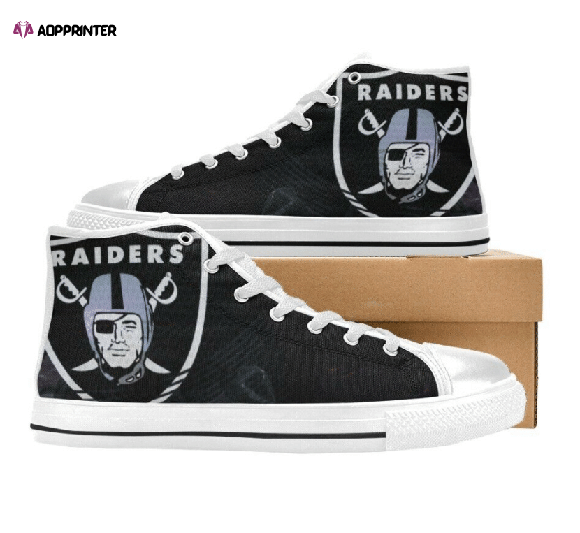 Las Vegas Raiders NFL Custom Canvas High Top Shoes Las Vegas Raiders NFL Custom Canvas High Top Shoes