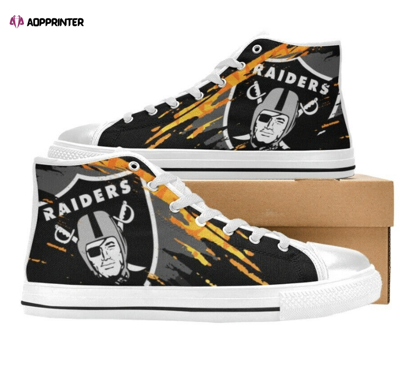Las Vegas Raiders NFL Custom Canvas High Top Shoes Las Vegas Raiders NFL Custom Canvas High Top Shoes