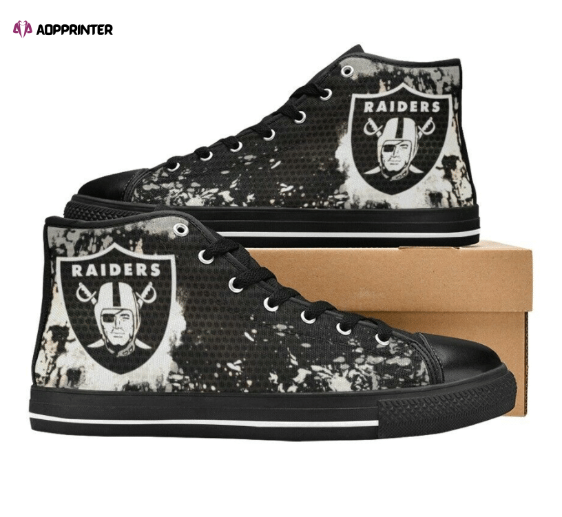 Las Vegas Raiders NFL Custom Canvas High Top Shoes Las Vegas Raiders NFL Custom Canvas High Top Shoes