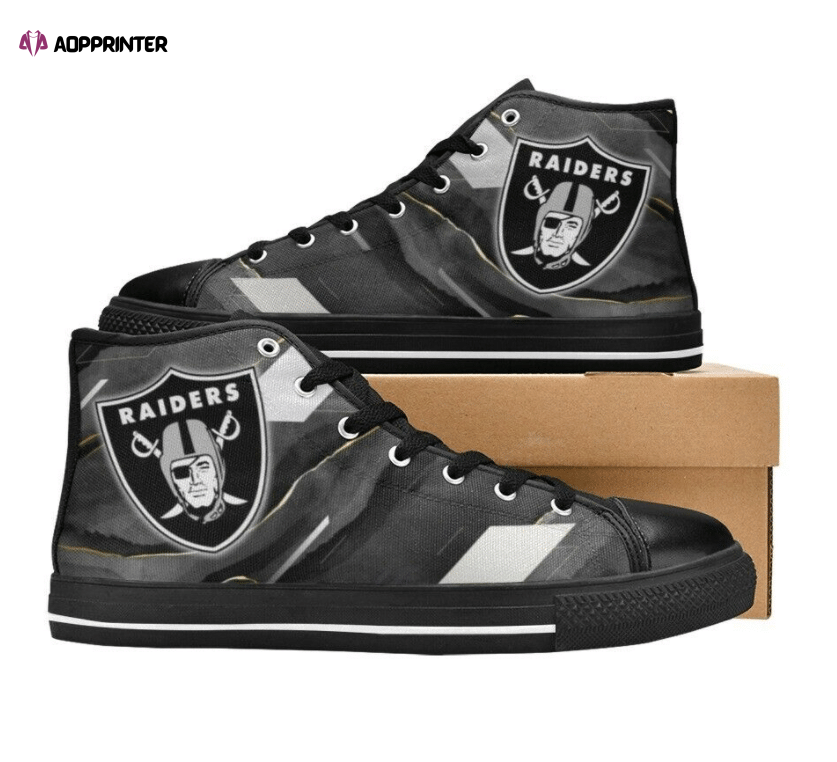 Las Vegas Raiders NFL Custom Canvas High Top Shoes Las Vegas Raiders NFL Custom Canvas High Top Shoes