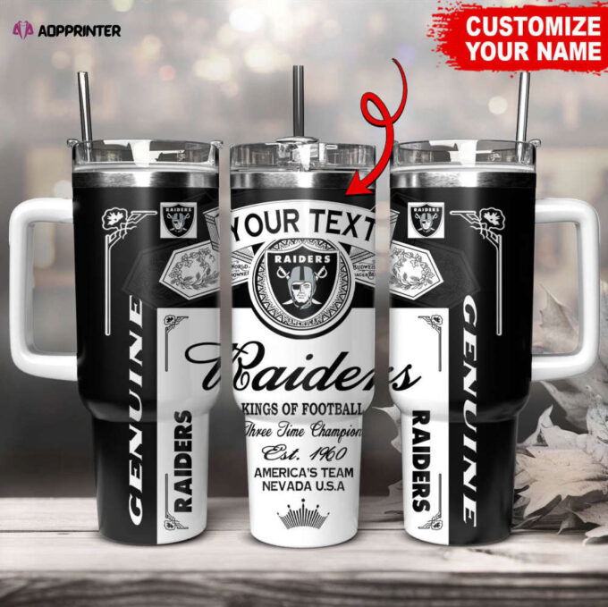 Las Vegas Raiders NFL Kings Of Football Custom Your Text Stanley Tumbler 40Oz Gift for Fans