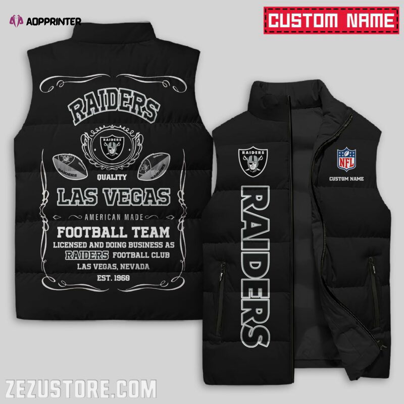 Las Vegas Raiders NFL Sleeveless Puffer Jacket Custom For Fans Gifts Las Vegas Raiders NFL Sleeveless Puffer Jacket Custom For Fans Gifts