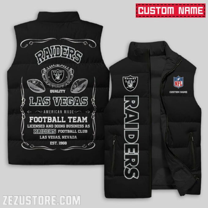 Las Vegas Raiders NFL Sleeveless Puffer Jacket Custom For Fans Gifts