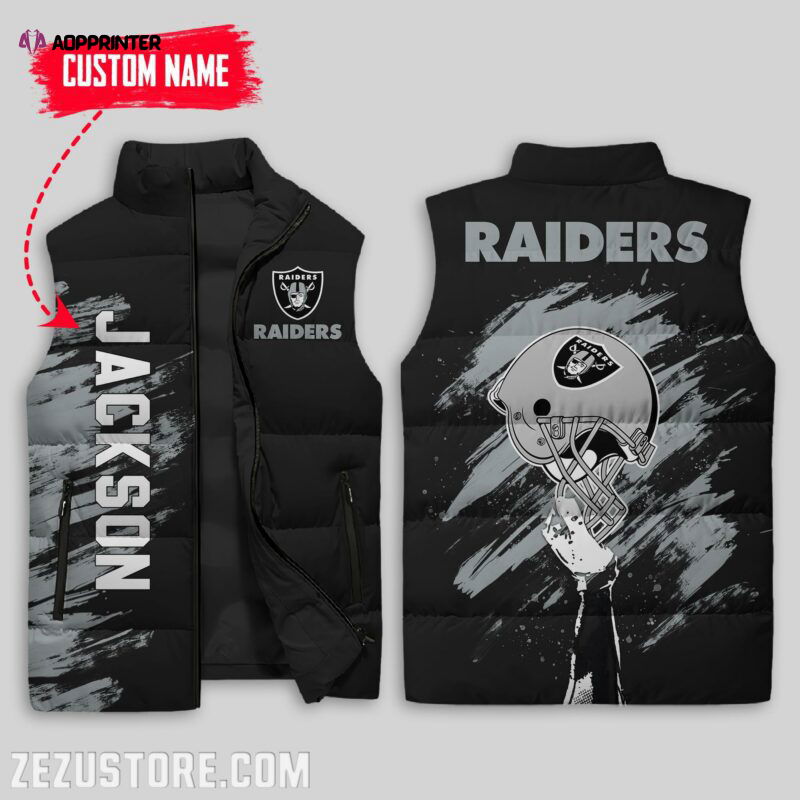 Las Vegas Raiders NFL Sleeveless Puffer Jacket Custom For Fans Gifts Las Vegas Raiders NFL Sleeveless Puffer Jacket Custom For Fans Gifts