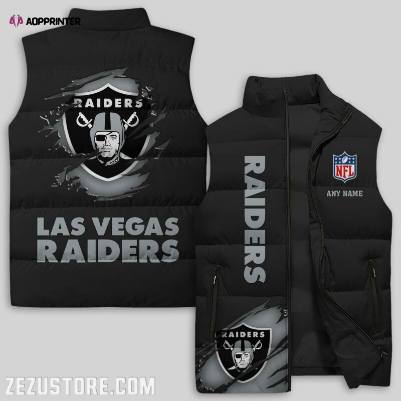 Las Vegas Raiders NFL Sleeveless Puffer Jacket Custom For Fans Gifts Las Vegas Raiders NFL Sleeveless Puffer Jacket Custom For Fans Gifts