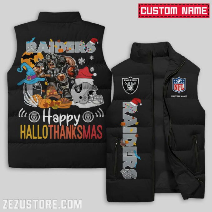 Las Vegas Raiders NFL Sleeveless Puffer Jacket Custom For Fans Gifts