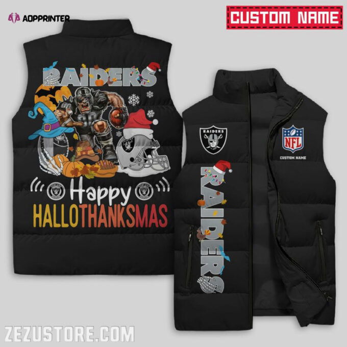 Las Vegas Raiders NFL Sleeveless Puffer Jacket Custom For Fans Gifts