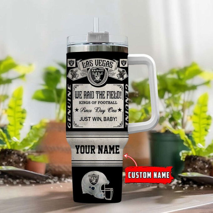 Las Vegas Raiders NFL Vintage King Of Football Custom Name 40oz Stanley Tumbler Gift for Fans
