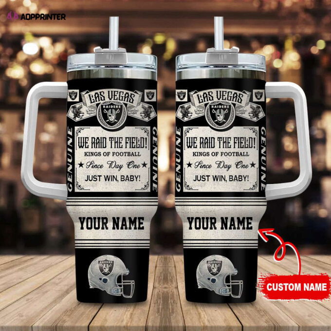 Las Vegas Raiders NFL Vintage King Of Football Custom Name 40oz Stanley Tumbler Gift for Fans