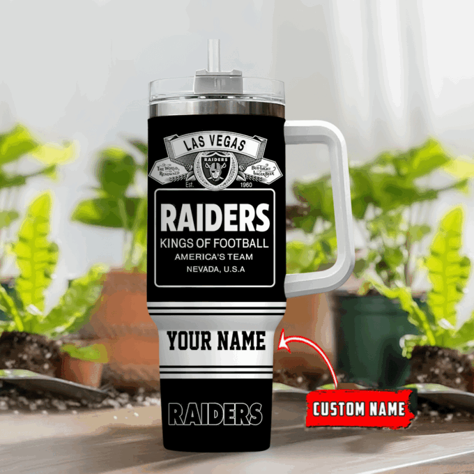 Las Vegas Raiders Personalized NFL Bud Light 40oz Stanley Tumbler Gift for Fans