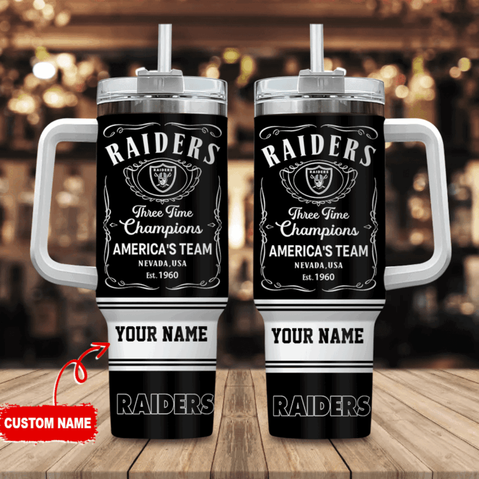 Las Vegas Raiders Personalized NFL Jack Daniel’s 40oz Stanley Tumbler Gift for Fans