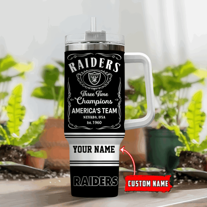 Las Vegas Raiders Personalized NFL Jack Daniel’s 40oz Stanley Tumbler Gift for Fans