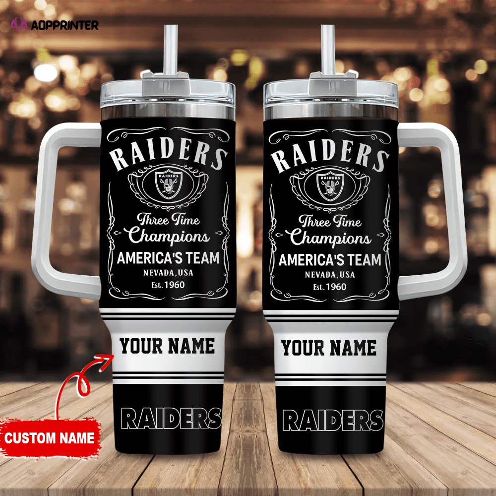 Las Vegas Raiders Personalized NFL Jack Daniel’s 40oz Stanley Tumbler Gift for Fans Las Vegas Raiders Personalized NFL Jack Daniel’s 40oz Stanley Tumbler Gift for Fans