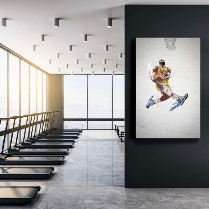 Lebron James Poster Dunk Los Angeles Lakers NBA Framed Wall Art Home Décor Canvas Print Artwork