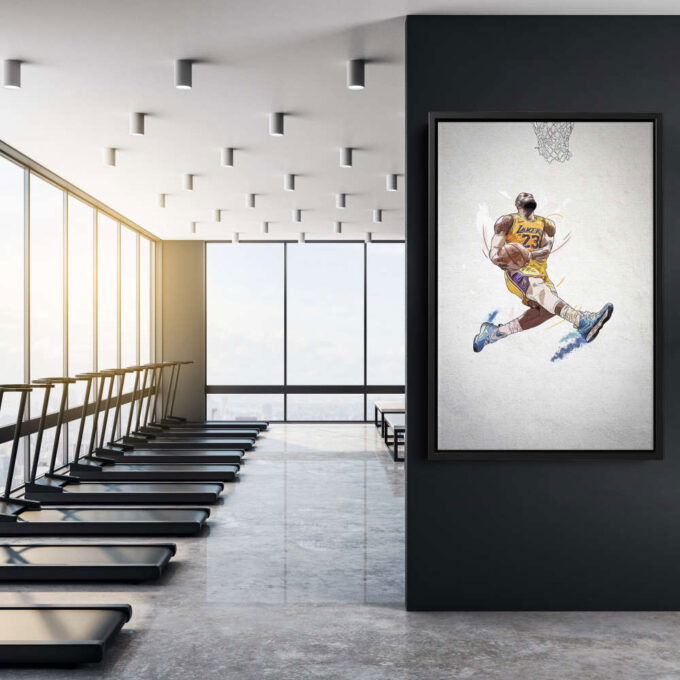 Lebron James Poster Dunk Los Angeles Lakers NBA Framed Wall Art Home Décor Canvas Print Artwork