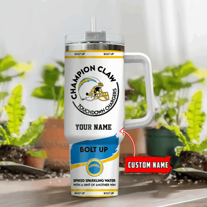 Los Angeles Chargers Champion Claw NFL Personalized Stanley Tumbler 40Oz Gift for Fans