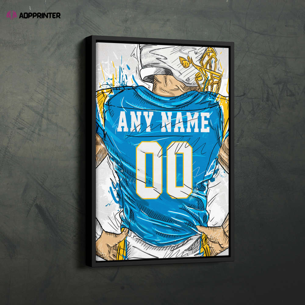 Los Angeles Chargers Jersey Personalized Jersey NFL Custom Name and Number Canvas Wall Art Home Decor Framed Poster Man Cave Gift Los Angeles Chargers Jersey Personalized Jersey NFL Custom Name and Number Canvas Wall Art Home Decor Framed Poster Man Cave Gift