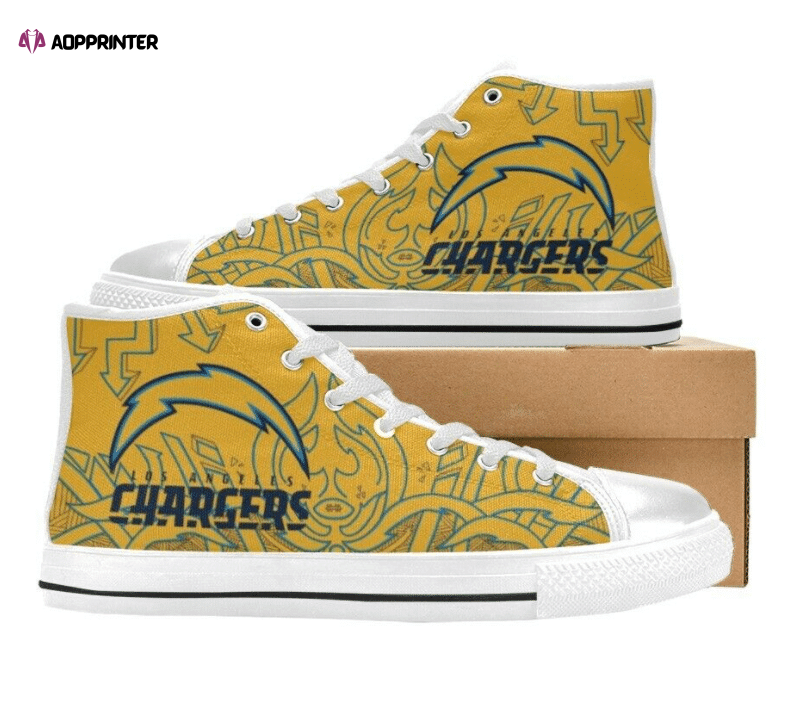Los Angeles Chargers NFL Football Custom Canvas High Top Shoes Los Angeles Chargers NFL Football Custom Canvas High Top Shoes