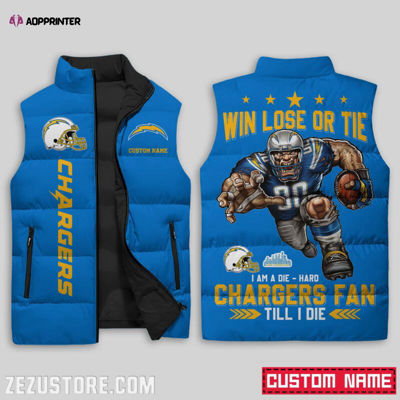 Los Angeles Chargers NFL Sleeveless Puffer Jacket Custom For Fans Gifts Los Angeles Chargers NFL Sleeveless Puffer Jacket Custom For Fans Gifts