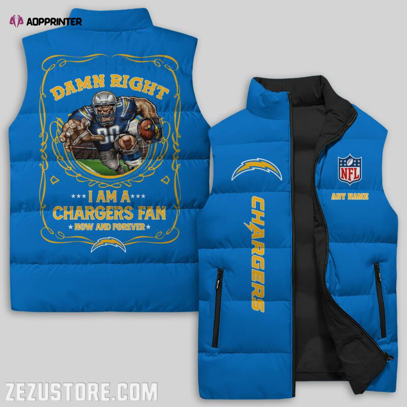 Los Angeles Chargers NFL Sleeveless Puffer Jacket Custom For Fans Gifts Los Angeles Chargers NFL Sleeveless Puffer Jacket Custom For Fans Gifts