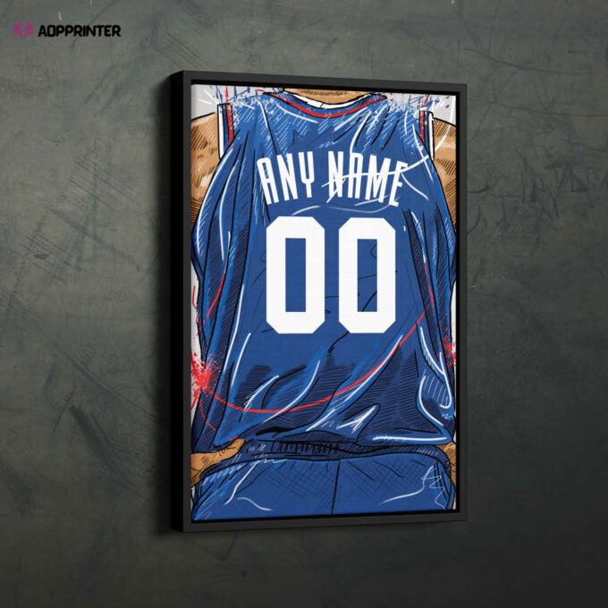 Los Angeles Clippers Jersey Personalized Jersey NBA Custom Name and Number Canvas Wall Art Home Decor Framed Poster Man Cave Gift