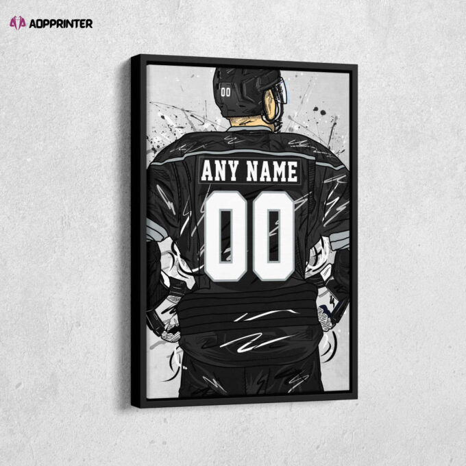 Los Angeles Kings Jersey NHL Personalized Jersey Custom Name and Number Canvas Wall Art Home Decor Framed Poster Man Cave Gift