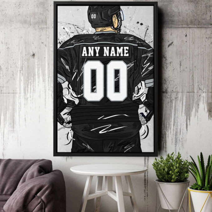 Los Angeles Kings Jersey NHL Personalized Jersey Custom Name and Number Canvas Wall Art Home Decor Framed Poster Man Cave Gift