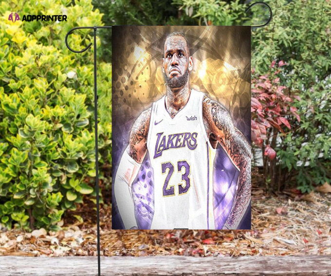 Los Angeles Lakers 23 Lebron James v51 Double Sided Printing   Garden Flag Home Decor Gifts Home Decor Gifts