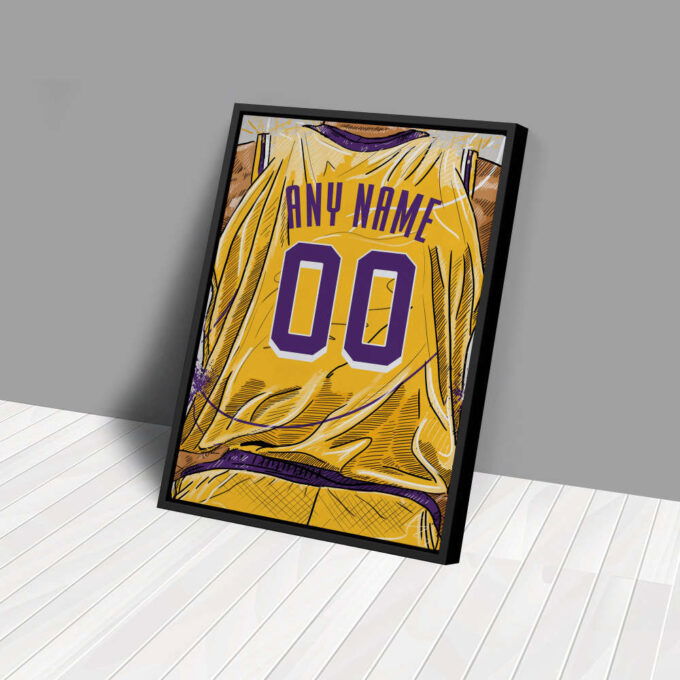 Los Angeles Lakers Jersey Personalized Jersey NBA Custom Name and Number Canvas Wall Art Home Decor Framed Poster Man Cave Gift