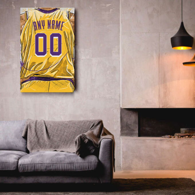 Los Angeles Lakers Jersey Personalized Jersey NBA Custom Name and Number Canvas Wall Art Home Decor Framed Poster Man Cave Gift