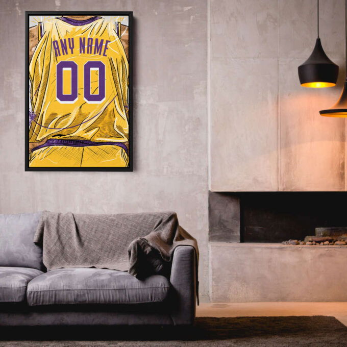 Los Angeles Lakers Jersey Personalized Jersey NBA Custom Name and Number Canvas Wall Art Home Decor Framed Poster Man Cave Gift