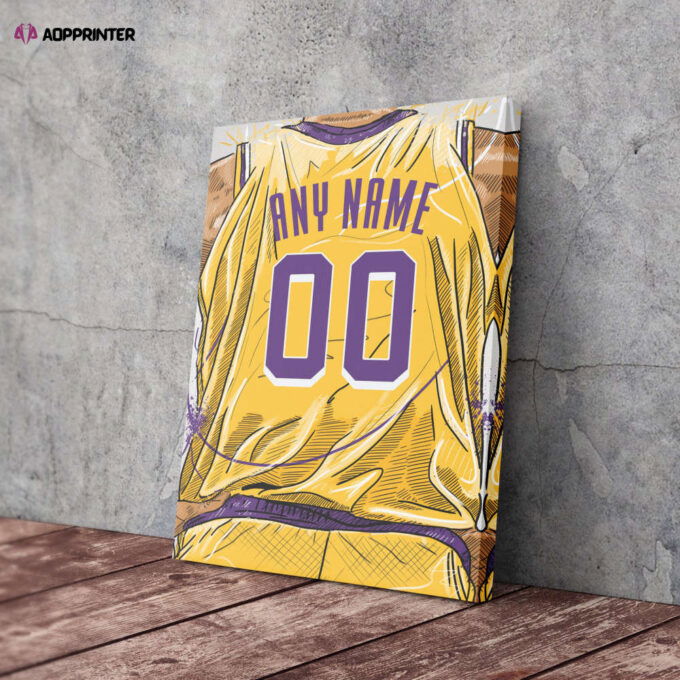 Los Angeles Lakers Jersey Personalized Jersey NBA Custom Name and Number Canvas Wall Art Home Decor Man Cave Gift