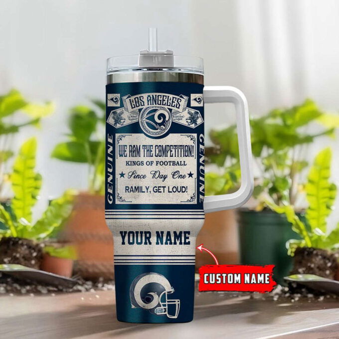 Los Angeles Rams NFL Vintage King Of Football Custom Name 40oz Stanley Tumbler Gift for Fans