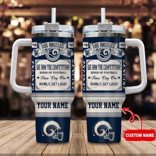 Cart 3 Los Angeles Rams NFL Vintage King Of Football Custom Name 40oz Stanley Tumbler Gift for Fans