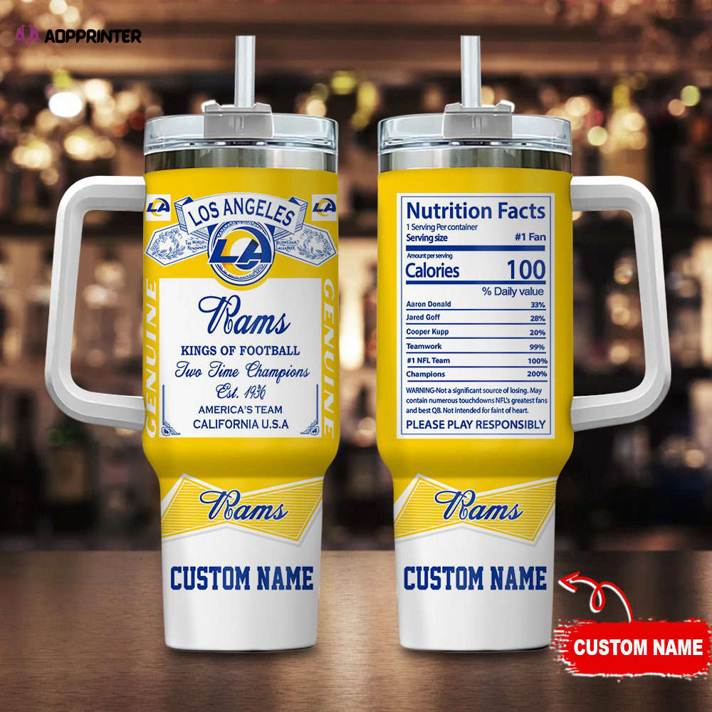 Los Angeles Rams Personalized NFL Nutrition Facts 40oz Stanley Tumbler Gift for Fans Los Angeles Rams Personalized NFL Nutrition Facts 40oz Stanley Tumbler Gift for Fans