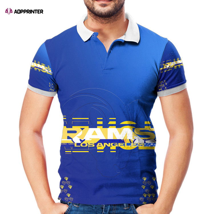Los Angeles Rams Yellow Rams Blue1 3D Gift for Fans Polo Shirt Los Angeles Rams Yellow Rams Blue1 3D Gift for Fans Polo Shirt